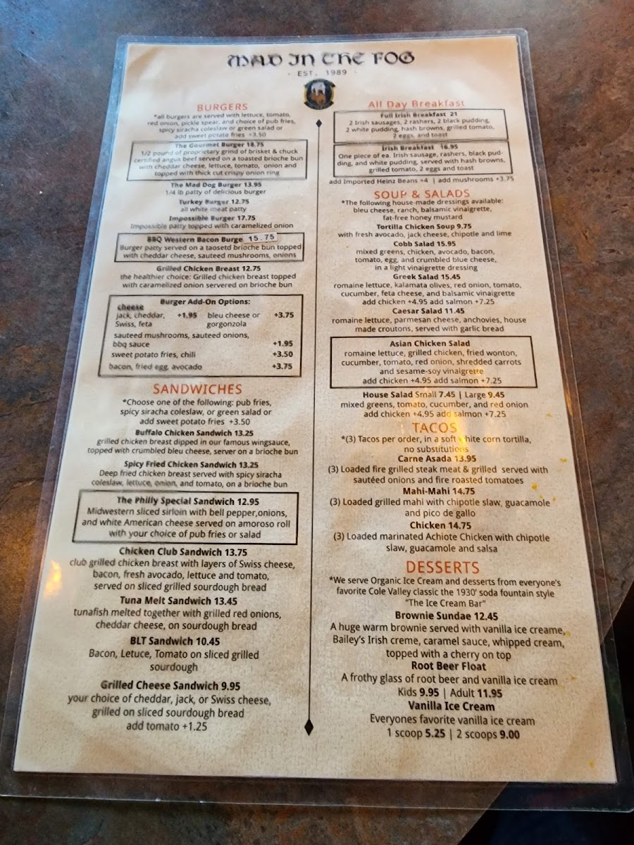 Mad Dog in the Fog Menu - Image 6